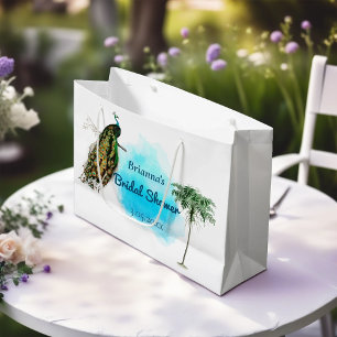 Vintages Pfau und Palm-Brautparty Große Geschenktüte