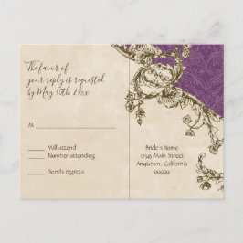 Vintages Pfauen und Etchings, Postkarten-UAWG Einladungspostkarte