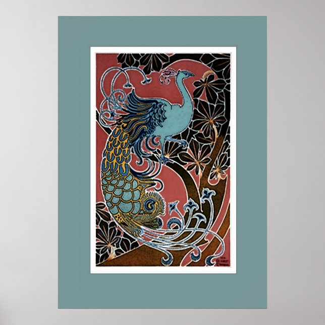 Vintages Pfauenausstellungspaket drucken Poster (Vorne)