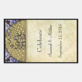 Vintages Pfauenhochzeitweinetikett Rechteckiger Aufkleber