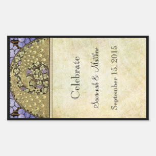 Vintages Pfauenhochzeitweinetikett Rechteckiger Aufkleber