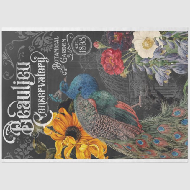 Vintages Pfauenkonservatorium und Botanischer Gart Seidenpapier (Vorderseite)