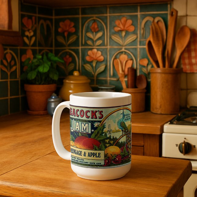 Vintages Pfauenmarkierungsstempel Kaffeetasse (Von Creator hochgeladen)