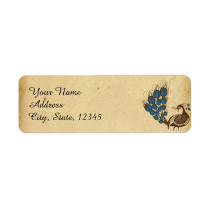 Vintages Pfauenmonogramm-Hochzeitslabel