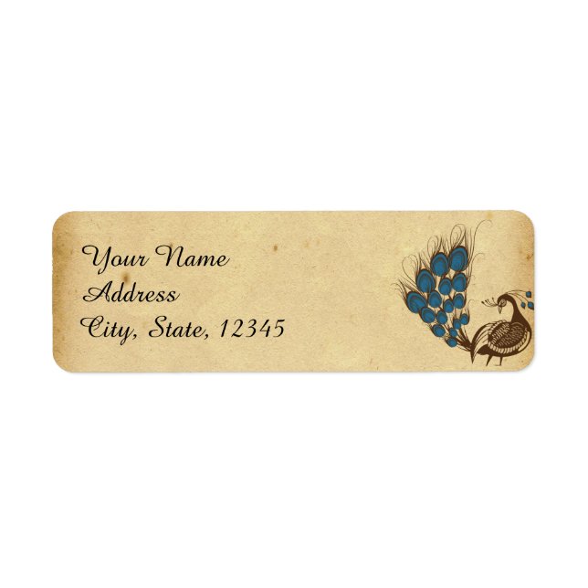 Vintages Pfauenmonogramm-Hochzeitslabel (Vorne)