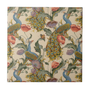 Vintages Pfauenmuster Farbenfrohe Kunst Fliese