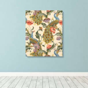 Vintages Pfauenmuster Farbenfrohe Kunst Leinwanddruck