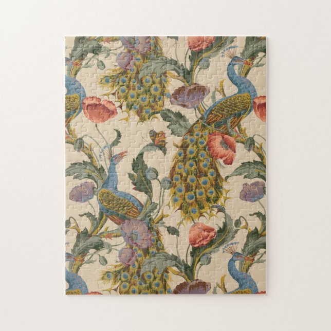 Vintages Pfauenmuster Farbenfrohe Kunst Puzzle (Vertikal)