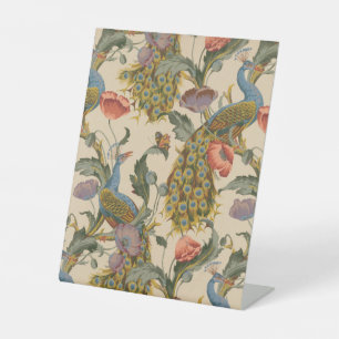 Vintages Pfauenmuster Farbenfrohe Kunst Sockelschild