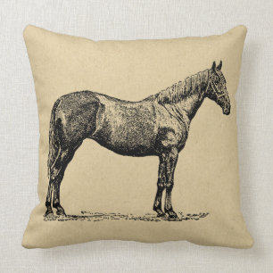 Vintages Pferd Kunst, Illustriert Reiten Kissen