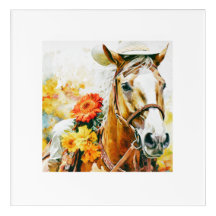 Vintages Pferd mit Cowgirl