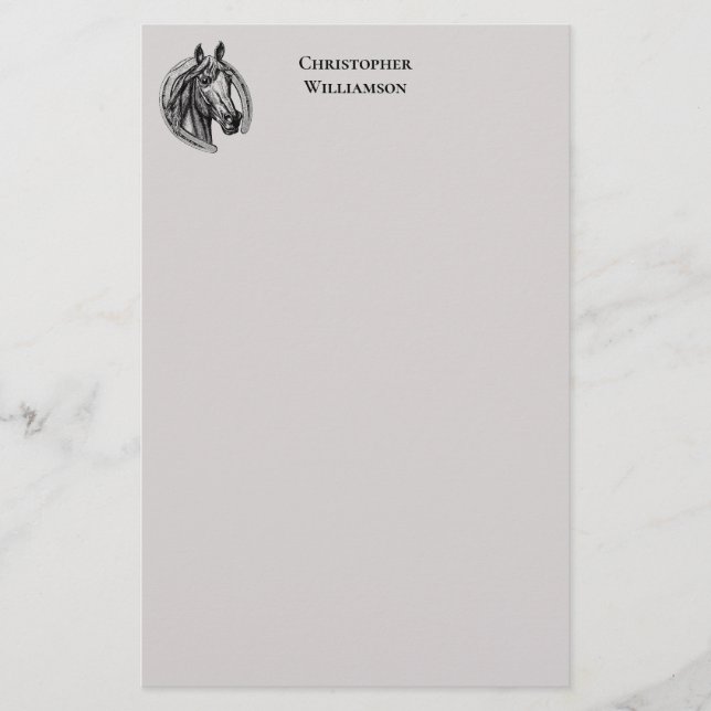 Vintages Pferd Mit Monogramm Briefpapier (Vorderseite)