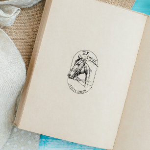 Vintages Pferd, Modernes Ex Libris Buch Gummistempel