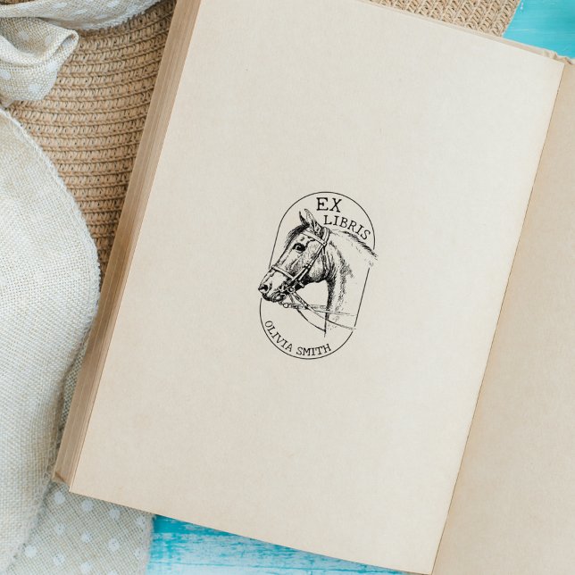 Vintages Pferd, Modernes Ex Libris Buch Gummistempel (Von Creator hochgeladen)