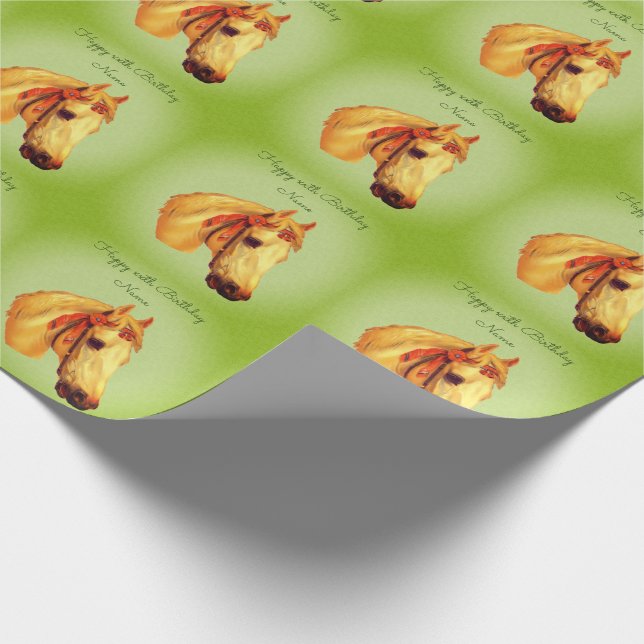 Vintages Pferd Personalisiert Geburtstag Geschenkpapier (Ecke)