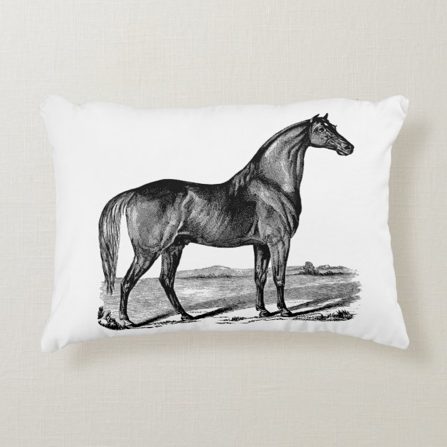 Vintages Pferd Stehend Dekokissen (Vorderseite)