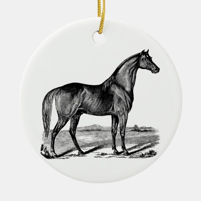 Vintages Pferd Stehend Keramik Ornament (Vorne)