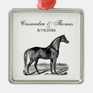 Vintages Pferd Stehend Ornament Aus Metall