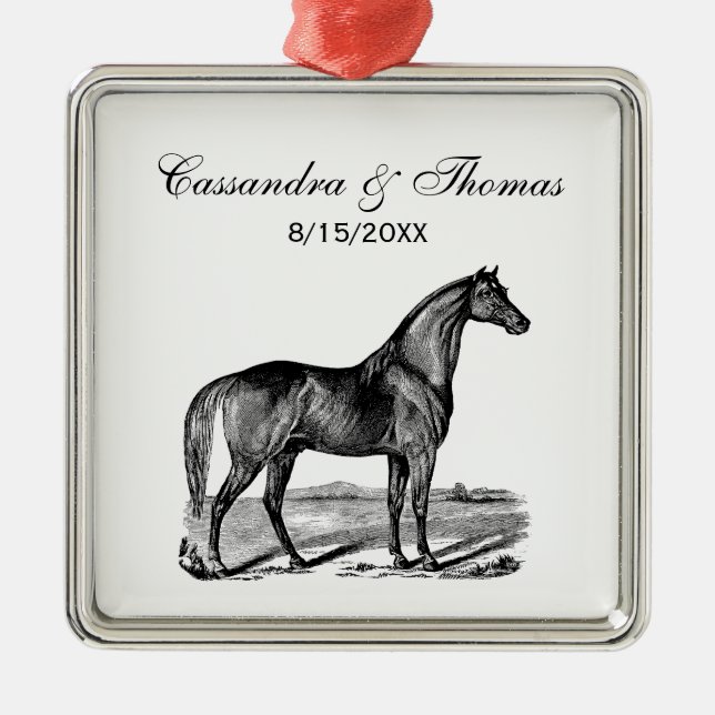 Vintages Pferd Stehend Ornament Aus Metall (Vorne)