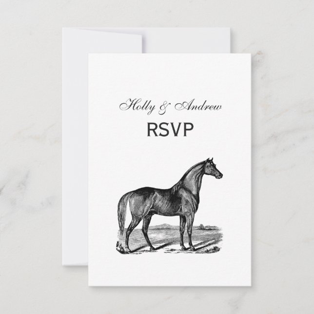 Vintages Pferd Stehend RSVP Karte (Vorderseite)