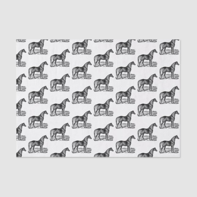 Vintages Pferd Stehend Seidenpapier (Vorderseite)