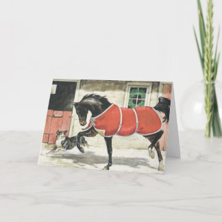 Vintages Pferd und Hunde Weihnachten