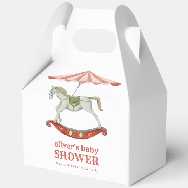 Vintages Pferdekarussell Kinderdusche Geschenkschachtel (Rückseite)