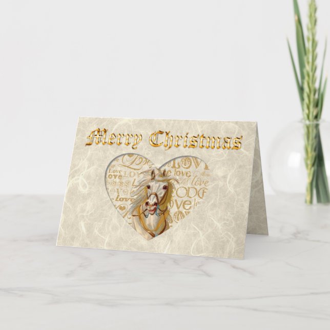 Vintages Pferdeweihnachten Feiertagskarte (Vorderseite)