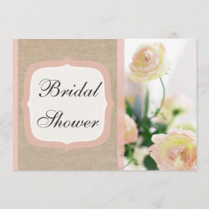 Vintages Pfirsich-Pfingstrosen-Leinwand-Brautparty Einladung