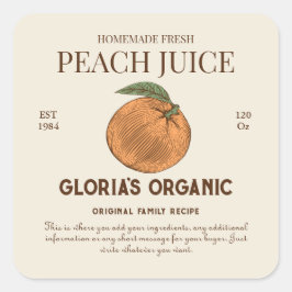 Vintages Pfirsichsaft, kundenspezifisches Produkte Quadratischer Aufkleber