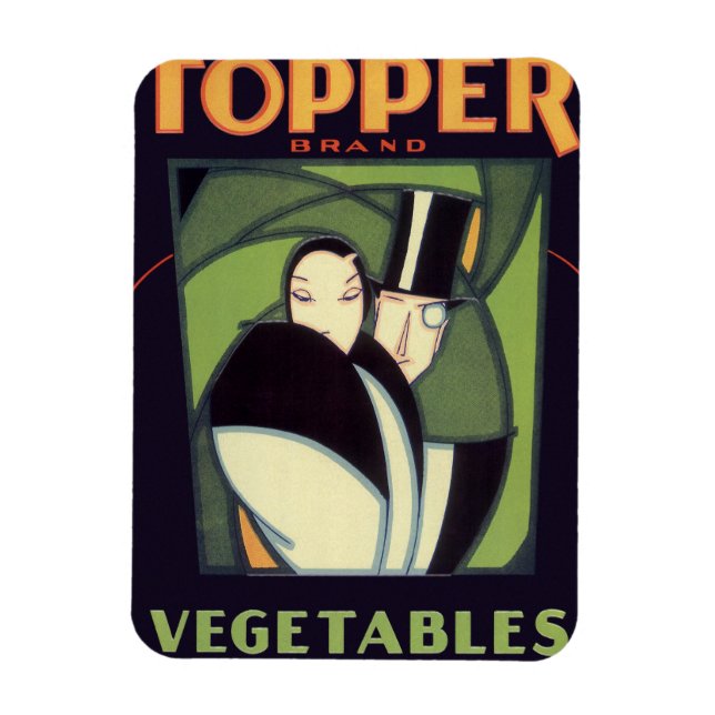 Vintages pflanzliches Topper Label, Art Deco Roman Magnet (Vertikal)