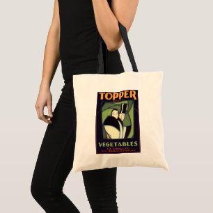 Vintages pflanzliches Topper Label, Art Deco Roman Tragetasche