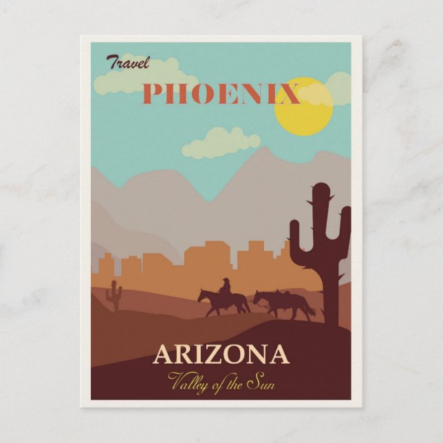 Vintages Phoenix Arizona Reiseplakat Postkarte (Vorderseite)