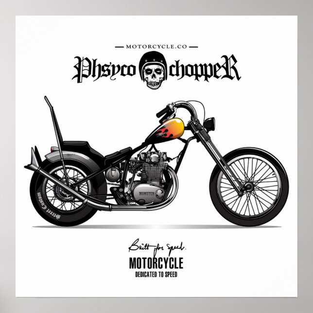 Vintages Physco Chopper Motorrad Poster (Vorne)