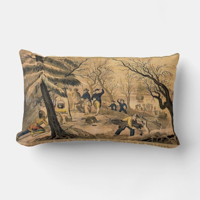 Vintages Pilger-Bildlumbar-Kissen Lendenkissen (Vorderseite)