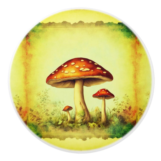 Vintages Pilz Keramikknauf (Vorderseite)