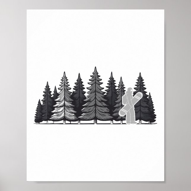 Vintages Pine Tree Snowboard - Cooles Snowboarden Poster (Vorne)