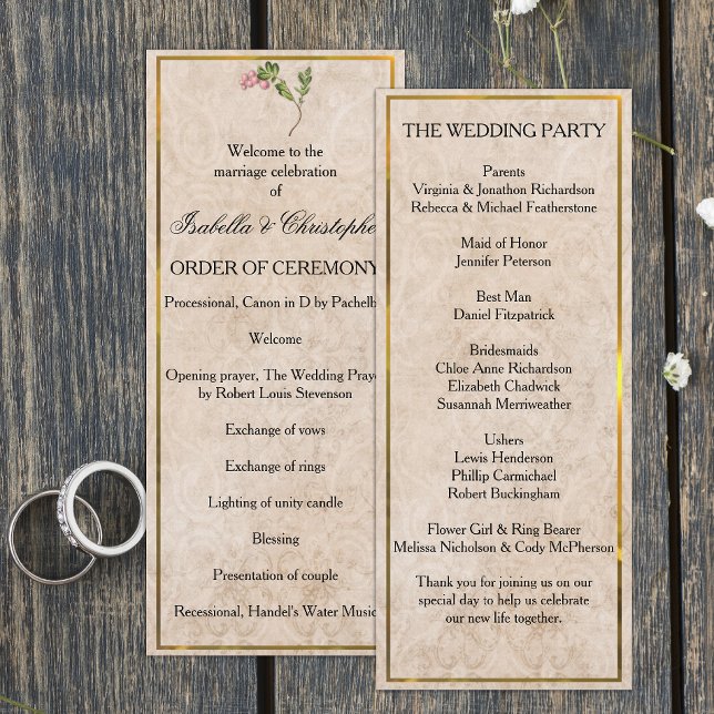 Vintages Pink Berries Hochzeitsprogramm Programm (Von Creator hochgeladen)