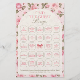 Vintages PInk Floral Finden Sie das Bingo Game