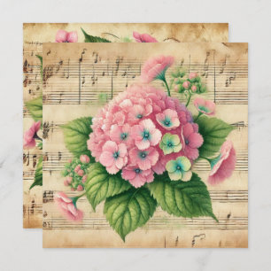 Vintages Pink und grünes Hydrangea-Scrapbook Einladung