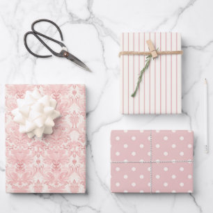 Vintages Pink Weihnachtswackelpapier Geschenkpapier Set