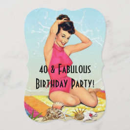 Vintages Pinup Girl and Sea Muschel Party Einladung