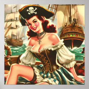 Vintages PiratenButton Poster
