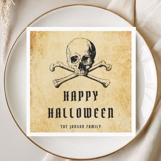 Vintages Piratenschädel und KnochenHalloween Serviette (Vintage Pirate Skull & Bones Halloween Napkins)