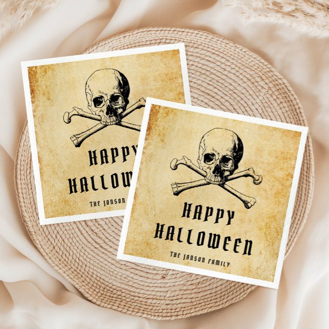 Vintages Piratenschädel und KnochenHalloween Serviette (Vintage Pirate Skull & Bones Halloween Napkins)