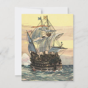 Vintages Piratenschiff, Galleon-Segeln auf dem Oze Einladung