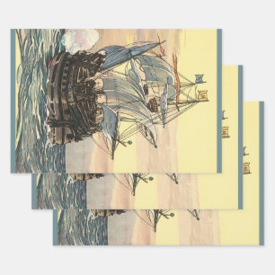 Vintages Piratenschiff, Galleon-Segeln auf dem Oze Geschenkpapier Set