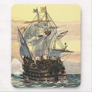 Vintages Piratenschiff, Galleon-Segeln auf dem Oze Mousepad