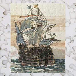 Vintages Piratenschiff, Galleon-Segeln auf dem Oze Puzzle