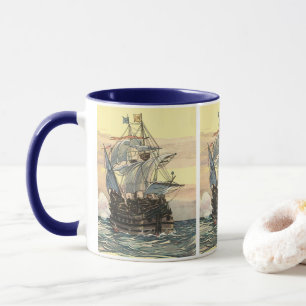 Vintages Piratenschiff, Galleon-Segeln auf dem Oze Tasse